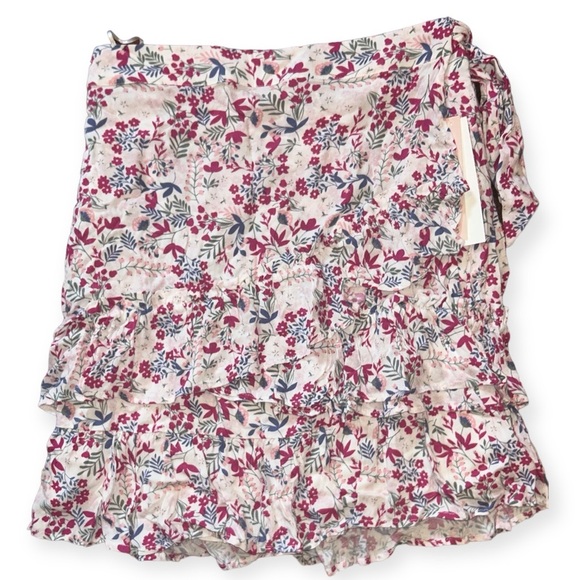 Aqua Dresses & Skirts - Aqua pink floral wrap skirt Size L. NWT